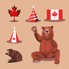 Canadian bear with icons