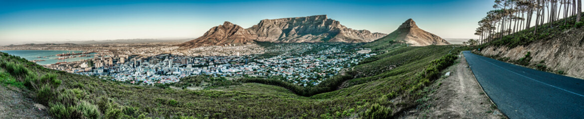 Iconic Panorama of Table Mountain, Cape Town, South Africa - clear skies