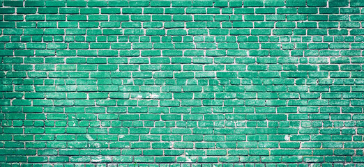 Colorful green brick wall texture background. Green brick wall texture architecture pattern.
