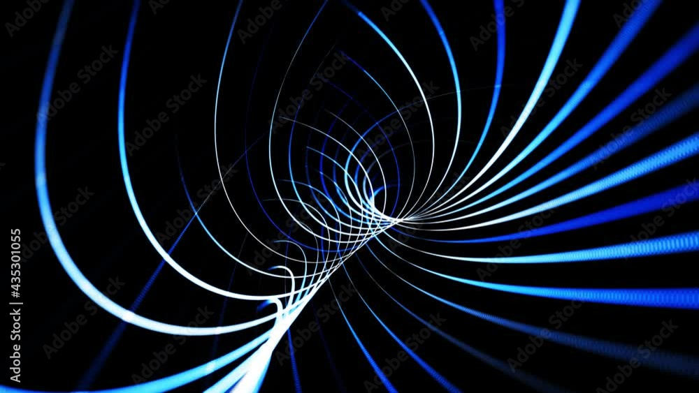 Poster abstract looped background in 4k with blue light streaks, light and bokeh effects. neon lines made o