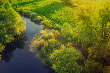 Spring landscape with river