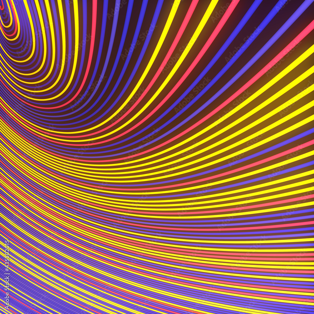 Poster Background of curving multi colored wavy wires pattern. Abstract design element. 3d rendering digital illustration