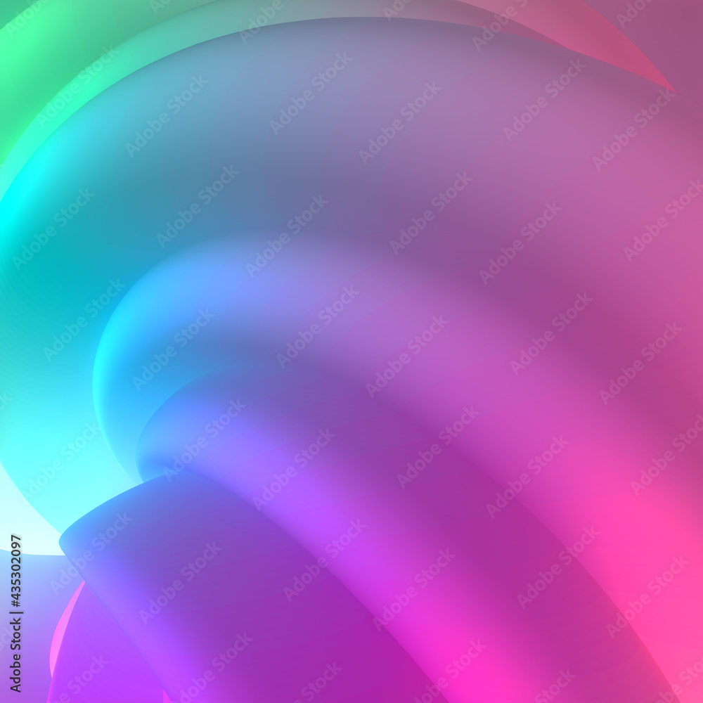 Aufkleber digital illustration of modern shapes with rainbow gradient. 3d rendering