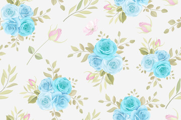 Fototapeta na wymiar Floral seamless pattern with roses flower design