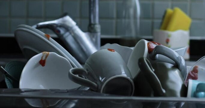 dirty dishes at the kitchen