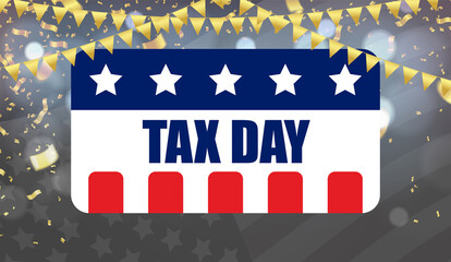 Vector illustration of Tax day design over background.United states flag
