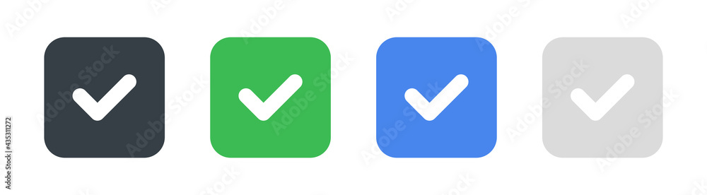 Poster collection of check mark. tick vector icon, accept the right choice. approval checkmark, good soluti