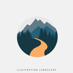 Fototapeta na wymiar natural landscape logo design template, perfect for adventure designs