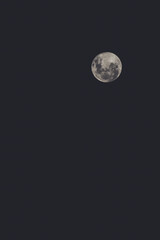 full moon in the night sky shot with telephoto lens