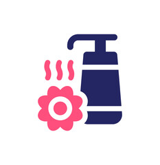 Lotion vector icon. Skincare cosmetics bottle with flower aroma. Moisturizer for beauty concept.