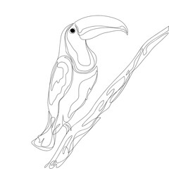 Bird Toucan in minimalism.Abstract polygonal tropical birds