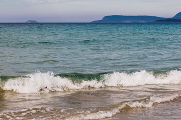 beautiful beach landscape in Marion Bay in Tasmania, Australia with no people shot inn autumn