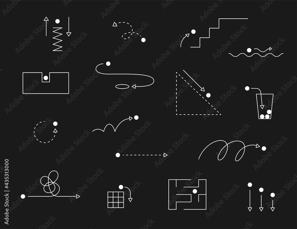 Poster simple lines expressing the physical movement of the small ball's position and movement path. simple