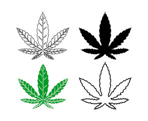 Cannabis leaf icon set, vector isolated on white