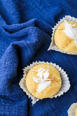 Toddy Palm Cake with white coconut (Kanom Tarn) ,Thai dessert sweet taste delicious.