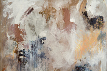Nonfigurative art. Closeup view of a modern painting beautiful brushwork texture, pattern and colors.  