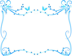 Naklejka premium vector drawing flowers and butterfly border frame background