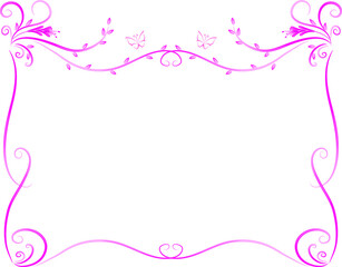 vector drawing flowers and butterfly border frame background