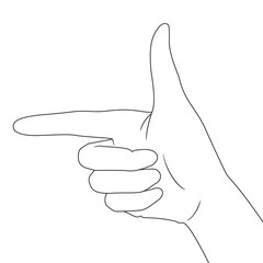 Hand pointing with index finger. Monochrome line art drawing.