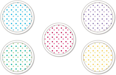 可愛い水玉模様のシンプルなフレーム素材セット　円