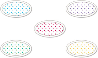 可愛い水玉模様のシンプルなフレーム素材セット　楕円