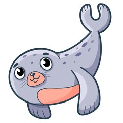 Cute Seal cartoon. Sea lion. Seal clipart vector illustration