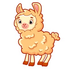 Cute sheep cartoon. Sheep clipart vector illustration