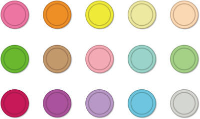 カラフルでシンプルなフレーム素材セット　円