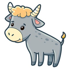 Cute bull cartoon. Bull clipart vector illustration