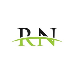 RN initial swoosh horizon, letter logo designs vector