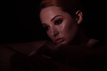 Close up portrait of dissapointed and sad young women.