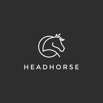  Vector linear icons and logo design elements - horse vector on black background