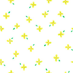 水彩シームレスパターン花柄黄色