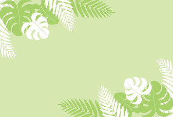 観葉植物柄の暑中見舞いハガキテンプレート　文字なし