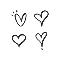 Heart doodles. Hand drawn hearts collection. Love illustration designs.