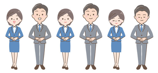 お客様に対応するビジネスパーソンポーズ2