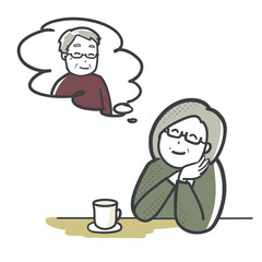 男性のことを思い出すシニア女性