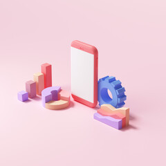 3D SEO Optimization, stock trading, data analysis, web analytics, and SEO marketing concept. 3d render illustration