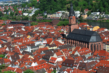 panoramic view of Heidelberg city from afar