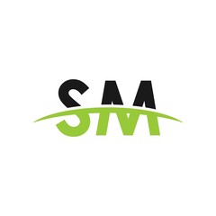 SM initial swoosh horizon, letter logo designs vector