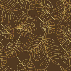 seamless pattern with gold leaves