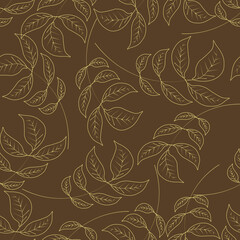 seamless pattern with gold leaves design