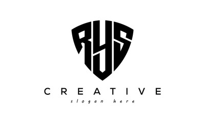 RYS letters creative logo with shield	
