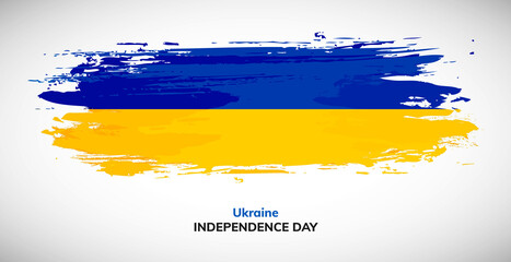 Happy independence day of Ukraine. Brush flag of Ukraine vector illustration. Abstract watercolor national flag background