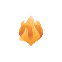 Heart Love Icon and Fire Passion Logo