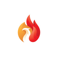 Phoenix Bird and Fire Flame Logo