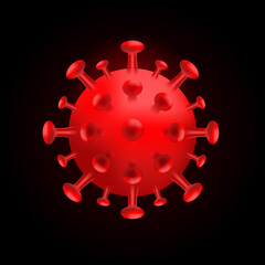 Vector Illustration of realistic red virus cell graphic, virus on black background, suitable for health, vitamin medicine, vaccine, etc.