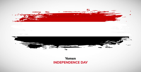 Happy independence day of Yemen. Brush flag of Yemen vector illustration. Abstract watercolor national flag background