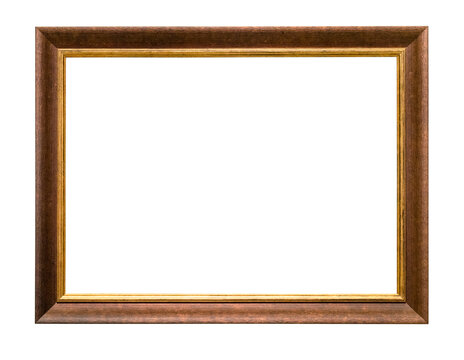 vintage natural brown wood picture frame cutout