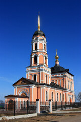 Orthodox church on a background of blue sky.
